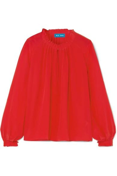Shop M.i.h. Jeans Sidi Pleated Silk Crepe De Chine Top In Red