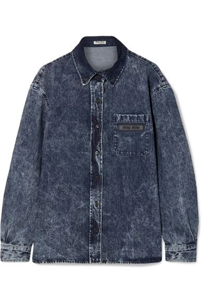 Shop Miu Miu Oversized Denim Shirt In Blue