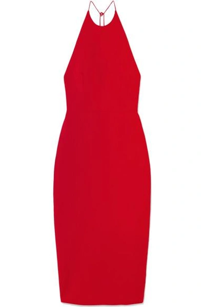 Shop Alex Perry Ellis Stretch-cady Halterneck Dress In Red