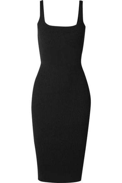 Shop Dion Lee Pinnacle Ribbed-knit Dress In Black