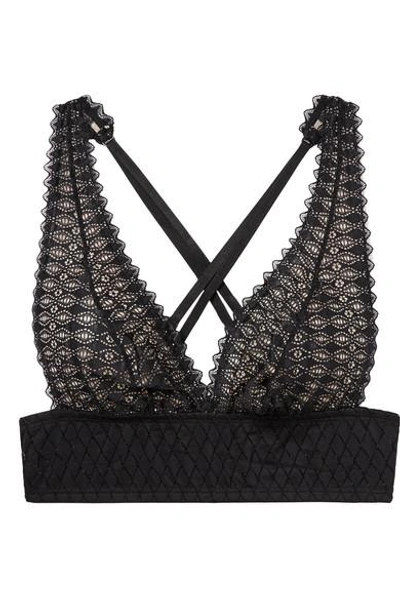 Shop Cosabella Lunna Stretch-lace Soft-cup Triangle Bra In Black