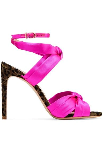 Shop Sophia Webster Violette Velvet-trimmed Satin Sandals In Fuchsia