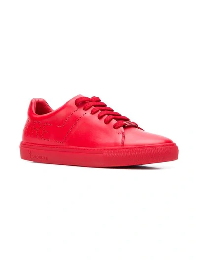 Shop Billionaire Perforated Logo Sneakers In Red