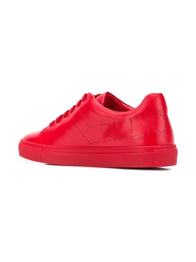 Shop Billionaire Perforated Logo Sneakers In Red