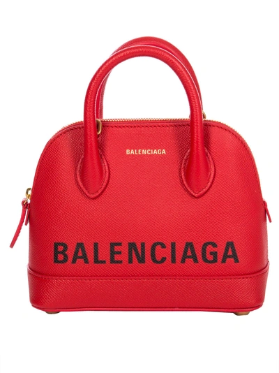 Shop Balenciaga Ville Top Handle Bag Xxs In Rosso-nero