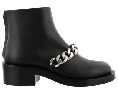 Shop Givenchy Chain Leather Ankle Boots In Black