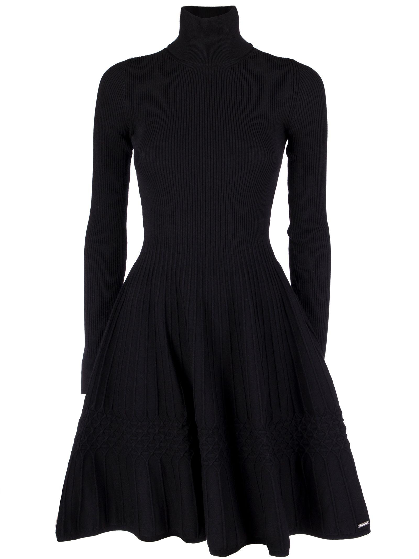 Dsquared2 Knitted Flared Dress In Black | ModeSens