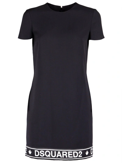 Shop Dsquared2 Logo Shift Dress In Black