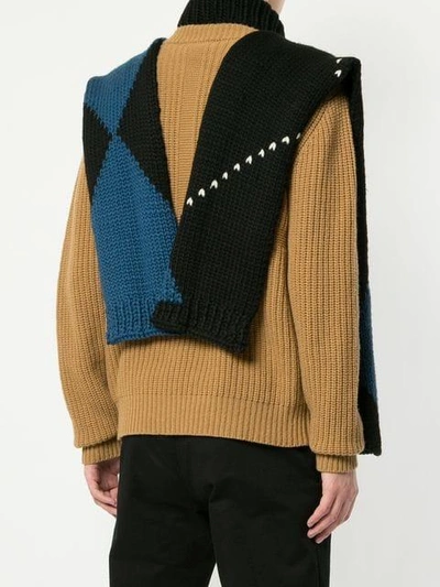 Shop Raf Simons Scarf-style Back Turtleneck Sweater In Blue
