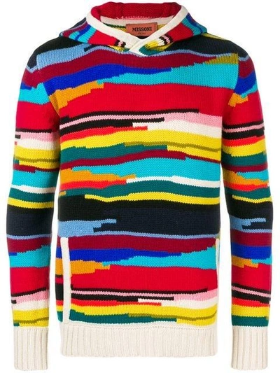 Shop Missoni Colour Block Hoodie - Red