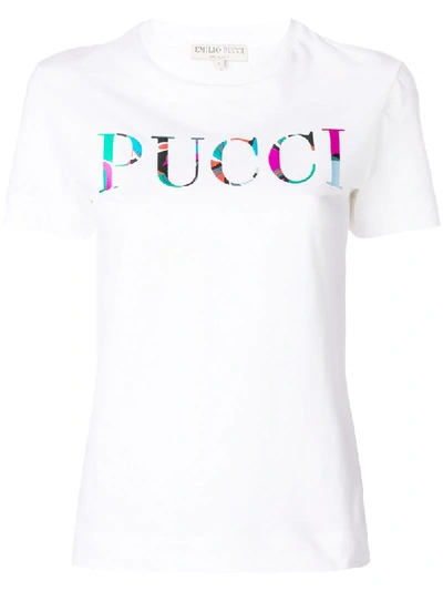 Shop Emilio Pucci Logo Print T-shirt - White