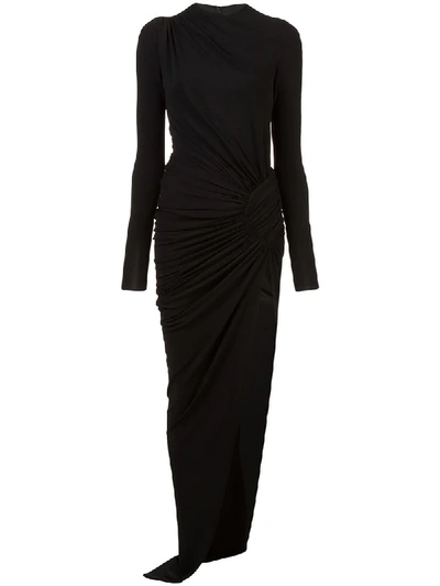 Shop Alexandre Vauthier Side Slit Ruched Dress In Black