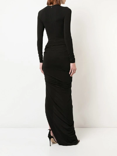 Shop Alexandre Vauthier Side Slit Ruched Dress In Black