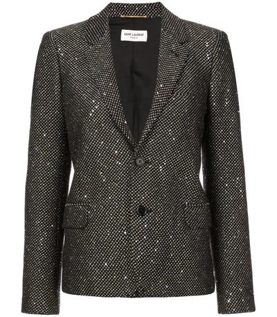 Shop Saint Laurent Black Embellished Blazer