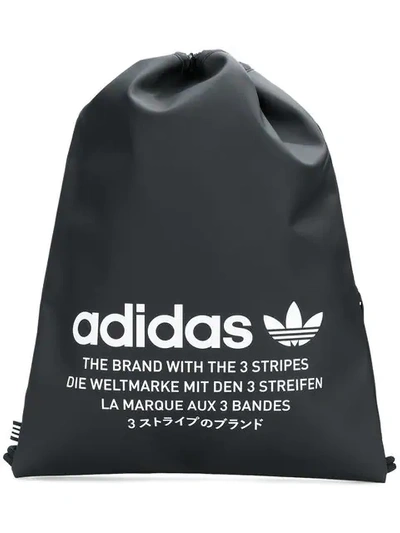 Shop Adidas Originals Adidas Logo Print Drawstring Backpack - Black