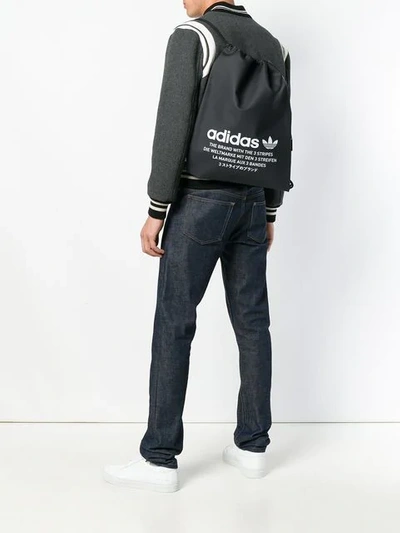 Shop Adidas Originals Adidas Logo Print Drawstring Backpack - Black