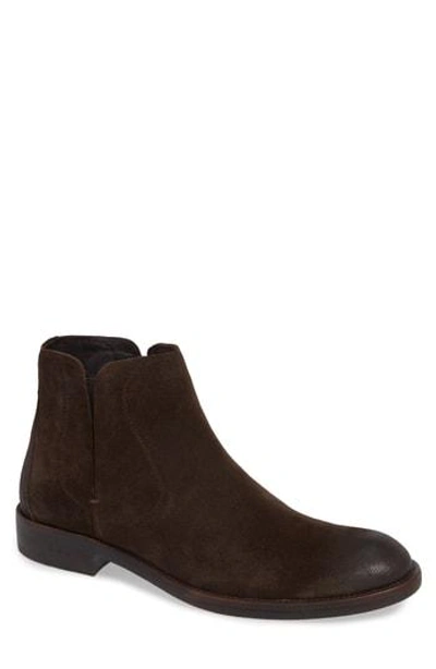 Shop John Varvatos Waverly Covered Chelsea Boot In Dark Brown Suede