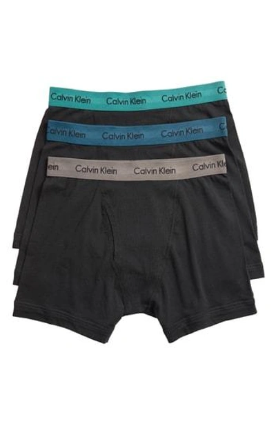 Shop Calvin Klein 3-pack Boxer Briefs In Black W/ Grey/ Blue/ Raliegh
