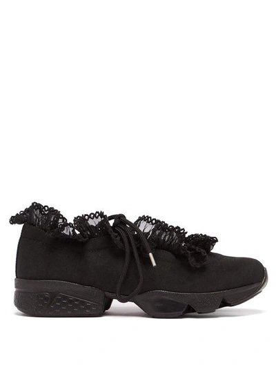 Ganni Harriet Chiffon-trimmed Sneakers In Black | ModeSens