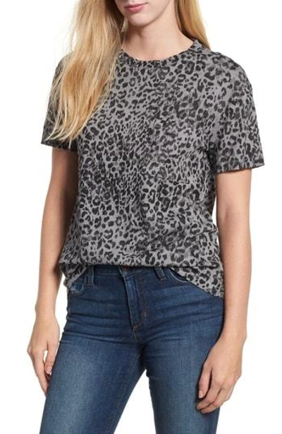 Lucky Brand Leopard-print Pocket T-shirt In Grey Multi