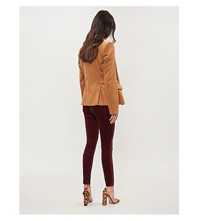 Shop J Brand Maria Skinny High-rise Velvet Jeans In Oxblood