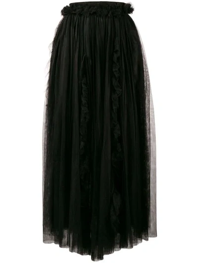 Shop Ermanno Scervino Asymmetric Flared Midi Skirt - Black