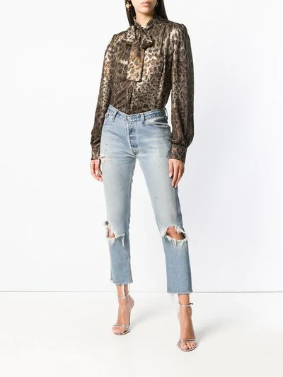 Shop Dolce & Gabbana Leopard Print Blouse In Black