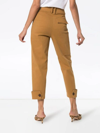 Shop Rejina Pyo Hazel Cotton Twil Cropped Trousers In Brown