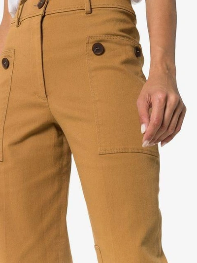 Shop Rejina Pyo Hazel Cotton Twil Cropped Trousers In Brown
