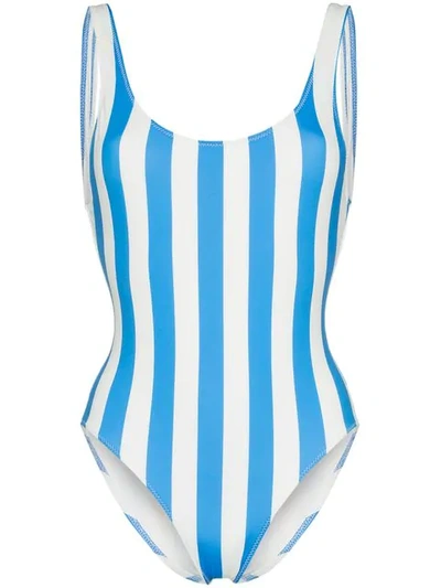 Shop Solid & Striped The Anne-marie Stripe Swimsuit In Blue