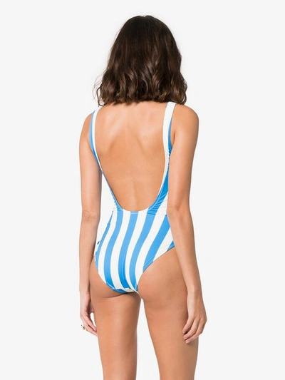 Shop Solid & Striped The Anne-marie Stripe Swimsuit In Blue