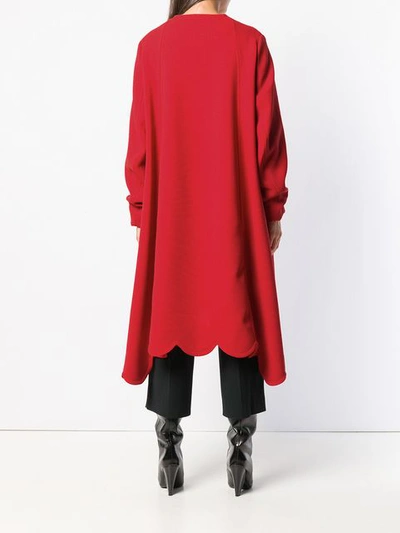 Shop Valentino Scallop Trim Oversized Coat - Red