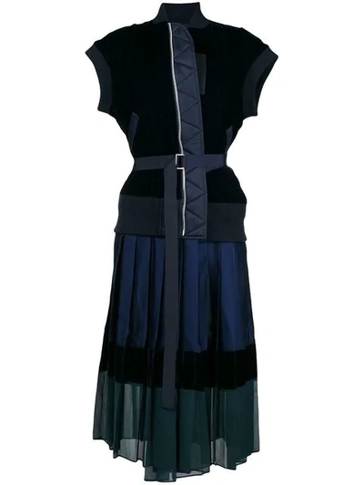 Shop Sacai Bomber Jacket Dress - Blue