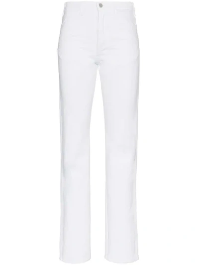 Shop A_plan_application Mid Rise Straight Leg Jeans In White