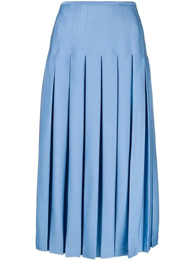 Shop Victoria Beckham Pleated Midi Skirt In Blue
