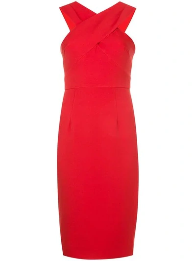 Shop Milly Cross Neck Fitted Dress - Red