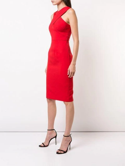 Shop Milly Cross Neck Fitted Dress - Red