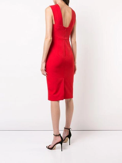 Shop Milly Cross Neck Fitted Dress - Red