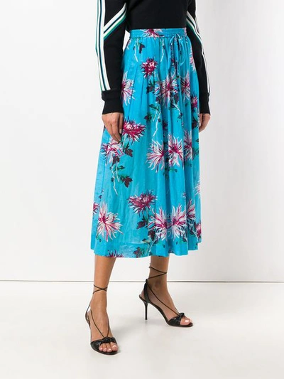 Shop Diane Von Furstenberg Dvf  Floral Printed Full Skirt - Blue