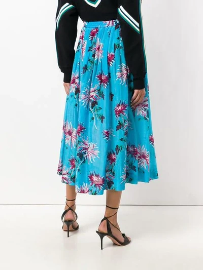 Shop Diane Von Furstenberg Dvf  Floral Printed Full Skirt - Blue