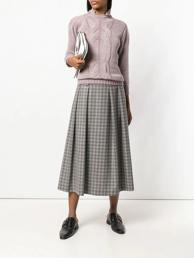Shop Lorena Antoniazzi Full Check Skirt In Grey