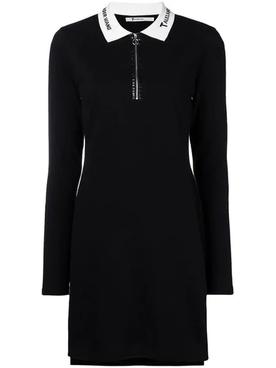 Shop Alexander Wang T Quarter Zip Polo Dress In Black