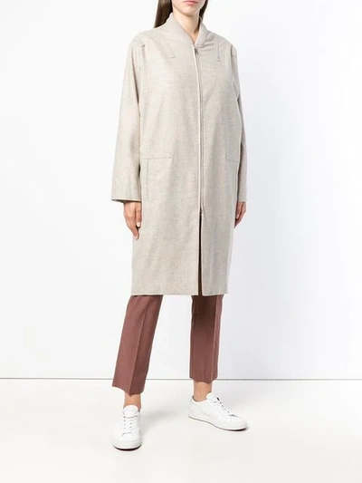 Shop Nehera Single-breasted Zipped Coat - Neutrals