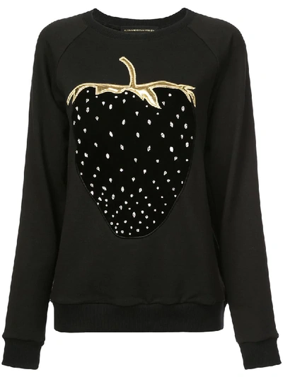 Shop Alexandre Vauthier Strawberry Embroidered Sweatshirt - Black