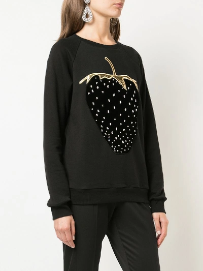 Shop Alexandre Vauthier Strawberry Embroidered Sweatshirt - Black