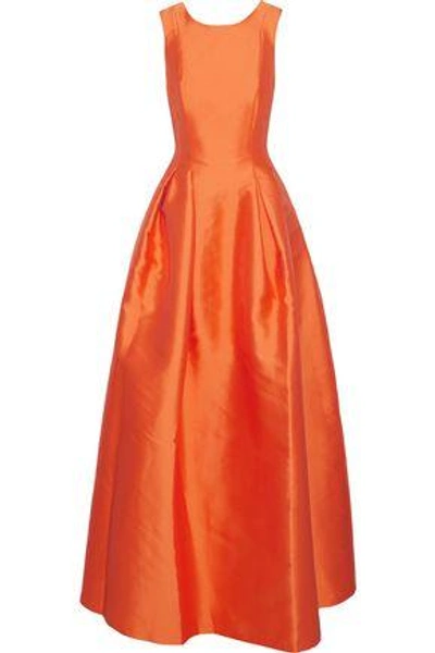 Shop Sachin & Babi Woman Marmara Pleated Duchesse Satin-twill Gown Orange