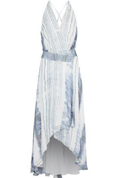 Shop Haute Hippie Woman Wrap-effect Printed Silk-chiffon Midi Dress Blue