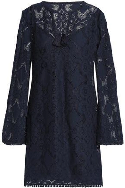Shop Bailey44 Bailey 44 Woman Spa Day Cotton-blend Lace Mini Dress Midnight Blue