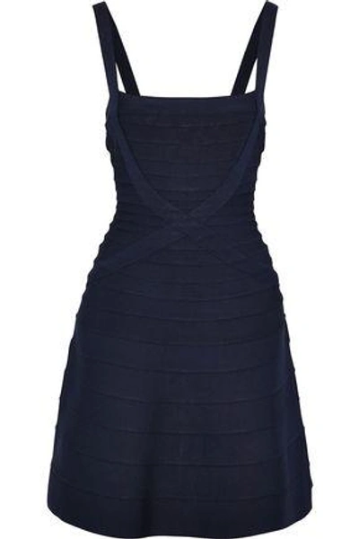 Shop Herve Leger Hervé Léger Woman Faith Bandage Mini Dress Midnight Blue