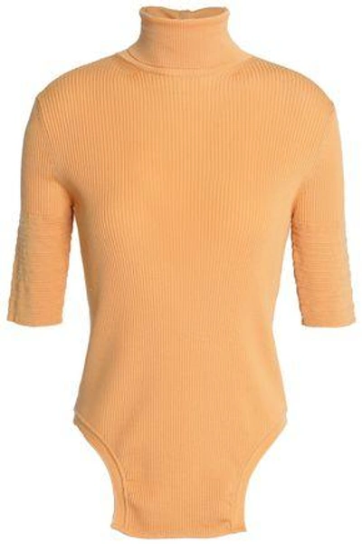 Shop Nina Ricci Ribbed Wool Turtleneck Sweater In Sand